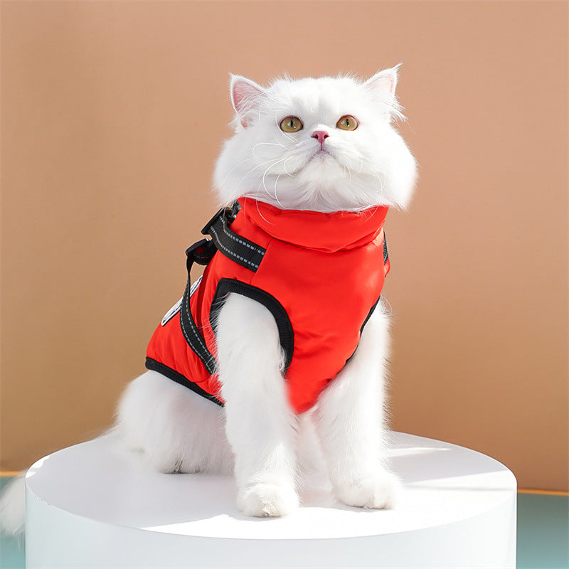 Waterproof Dog Winter Jacket with Harness Pink Size S Fleece Lined Zipper