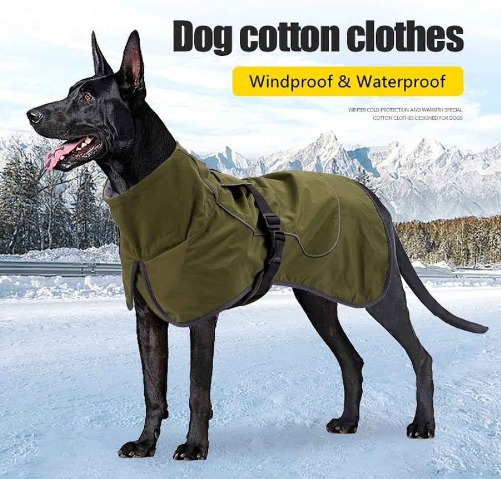 Dog Raincoat - Dog Jacket - Waterproof Winter Dog Coat - Windproof Dog Coat - Winter Dog Coat - Reflective Strip - Green - Size S - Perfect for Small and Medium Dogs