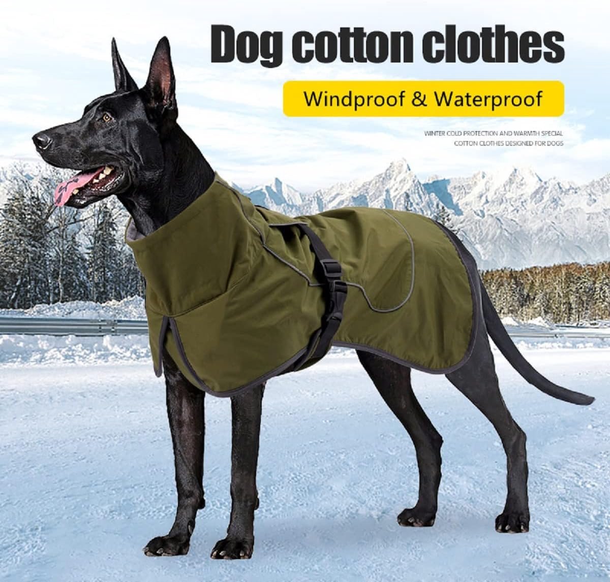 Dog Raincoat - Dog Jacket - Waterproof Winter Dog Coat - Windproof Dog Coat - Winter Dog Coat - Reflective Strip - Green - Size XL - Perfect for Medium-Sized Dogs