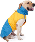 Dog Raincoat - Dog Jacket - Waterproof Winter Dog Jackets - Windproof Dog Jacket - Winter Dog Jacket - Reflective Strip - Perfect for Small Dogs - Medium-Sized Dogs - Blue and Yellow - Size XXL