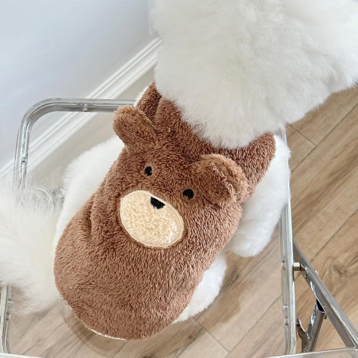 Dog Sweater - Dog Coat - Warm Winter Sweater - Warm Dog Coat - Teddy Bear - Plush Jacket - Warm Clothes - Perfect for Small Dogs - Medium-Sized Dogs - Dog - Coffee - Medium - Size L