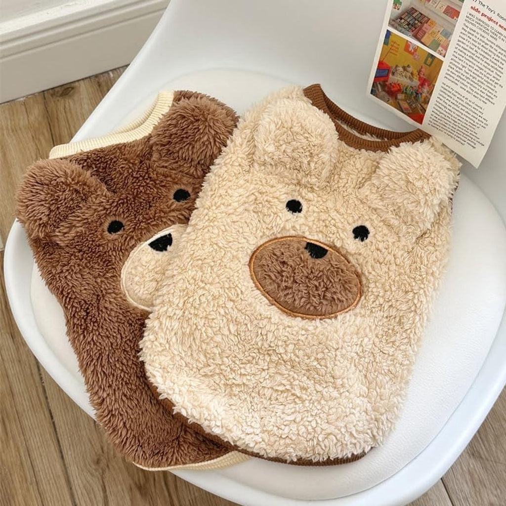 Dog Sweater - Dog Coat - Warm Winter Sweater - Warm Dog Coat - Teddy Bear - Plush Jacket - Warm Clothes - Perfect for Small Dogs - Medium-Sized Dogs - Dog - Coffee - Medium - Size L