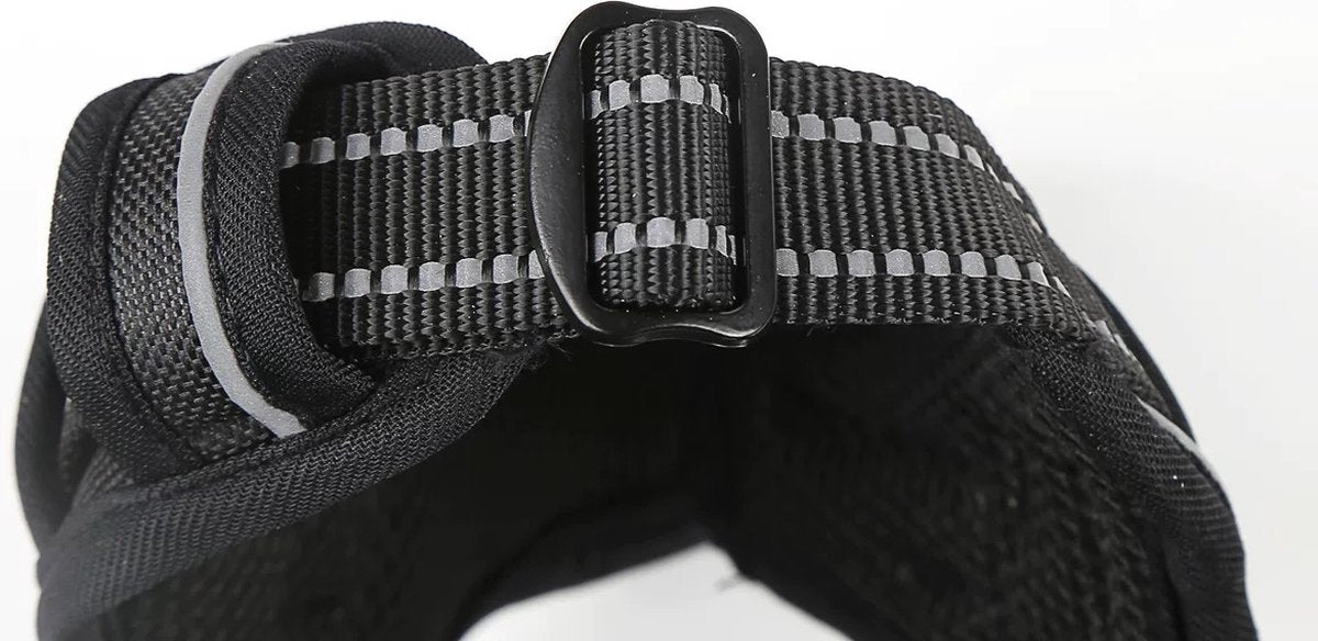 Nixnix - Dog Harness - Size L - Anti-Trek Harness - Dog Harness - Y-Shaped Dog Harness - Reflective - Black