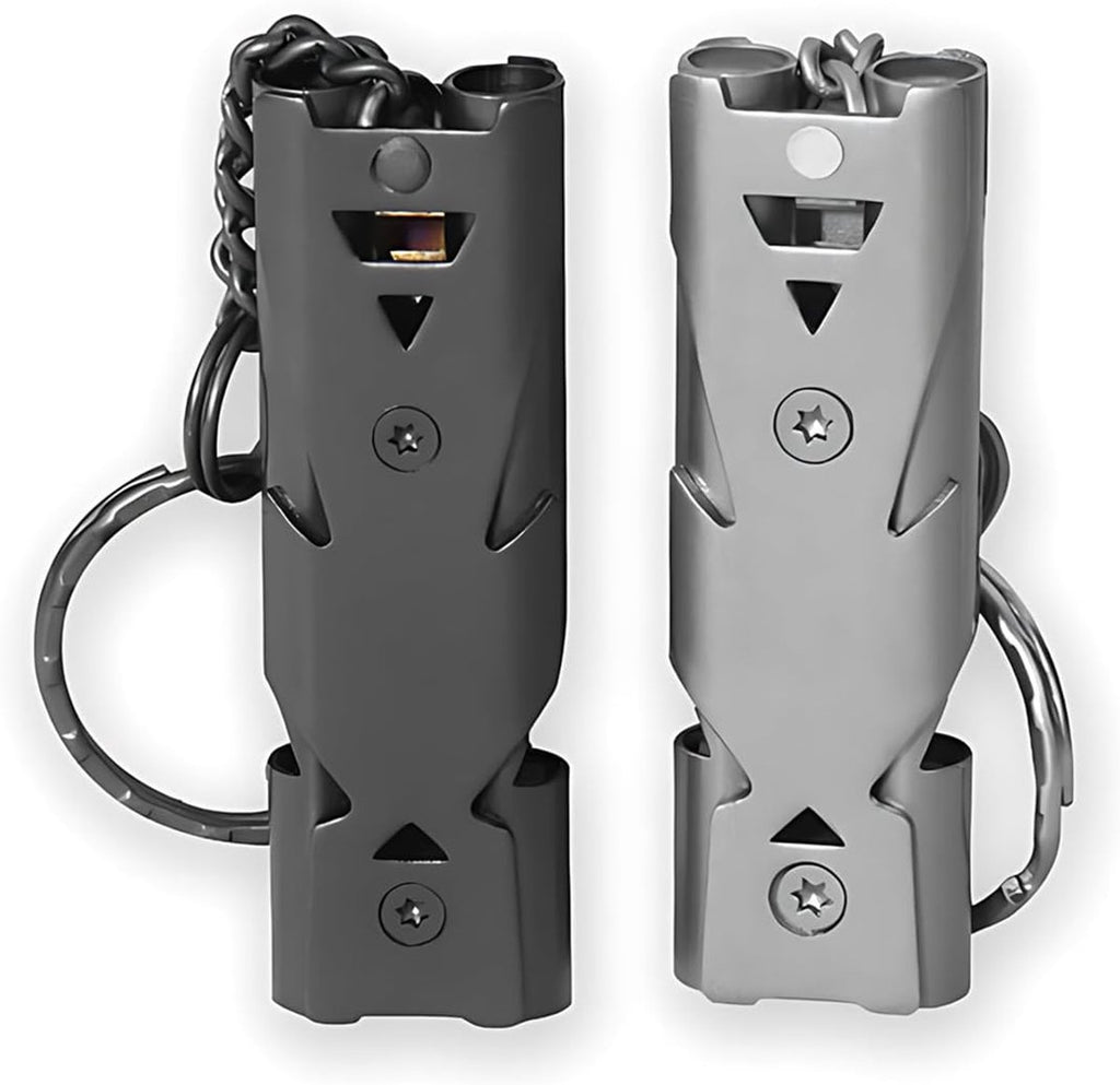 Survival Whistle - Keychain - Dog Training Clicker - Easy to Use - Waterproof - Stainless Steel - 2 Pieces - Dog Safety Training - Outdoor - Camping - Kayaking