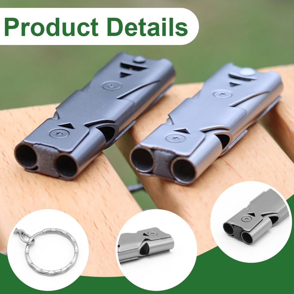 Survival Whistle - Keychain - Dog Training Clicker - Easy to Use - Waterproof - Stainless Steel - 2 Pieces - Dog Safety Training - Outdoor - Camping - Kayaking