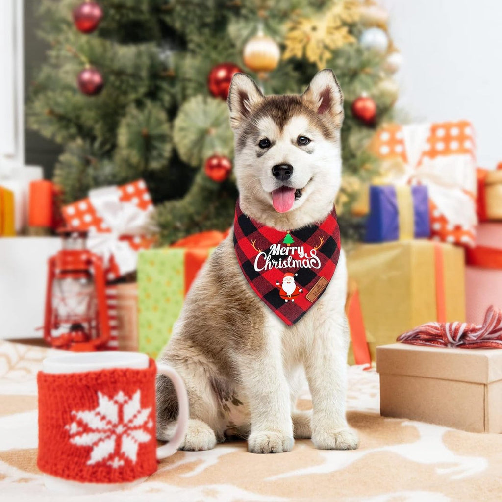 Christmas Dog Bandana - Neck Scarf For Your Pet Bandana Dog Dog Cat - Triangular Cloth - For Small, Medium And Large Puppies - Adjustable Bandana - Red/Green