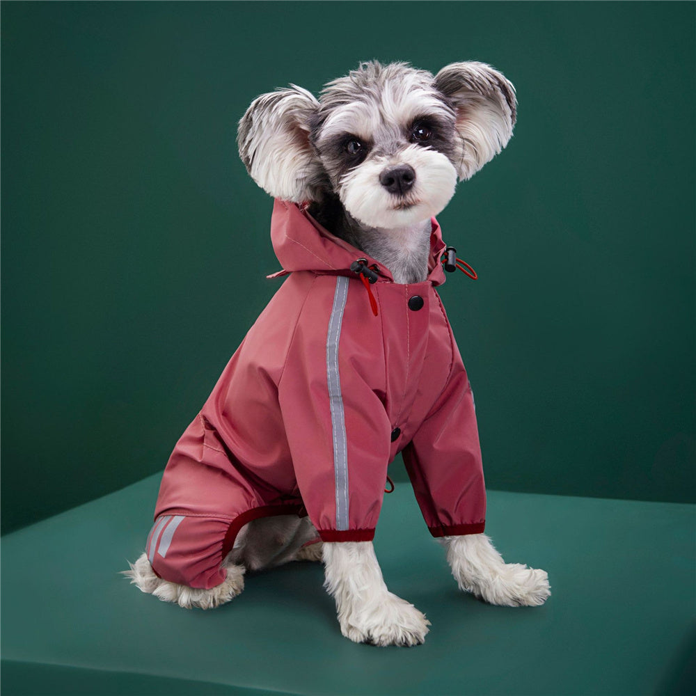 Dog Raincoat Waterproof Pink Hood Jacket Pet Clothing Size L