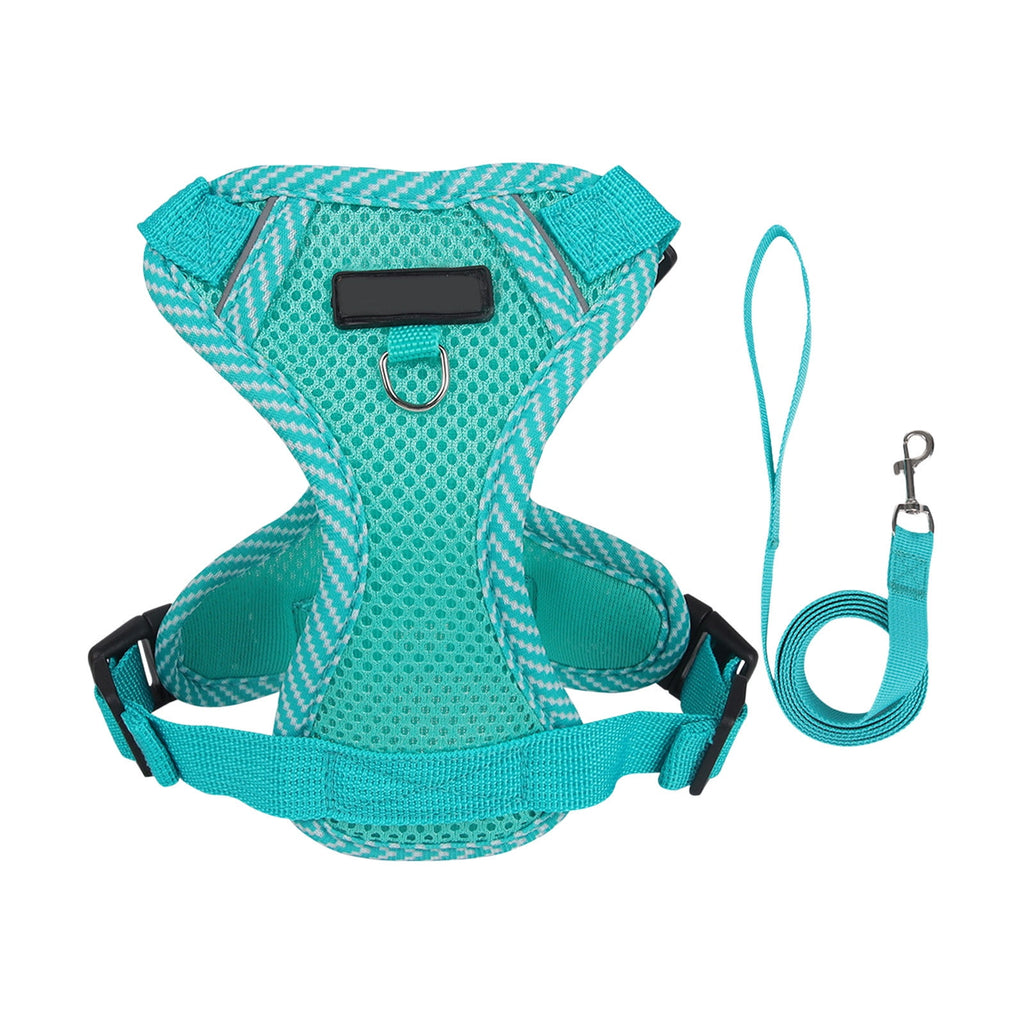 Small Dog Harness with Pet Lead, Puppy Harness Reflective Step-in Puppy Pet Harnesses for Small Medium Dogs and Cats Blue
