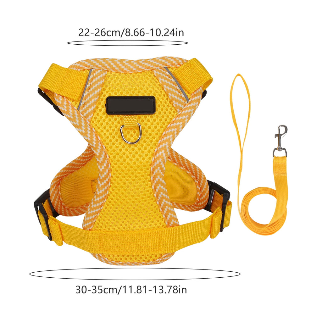 Tyidzon Small Dog Harness with Pet Lead, Puppy Harness Reflective Step-in Puppy Pet Harnesses for Small Medium Dogs and Cats Yellow