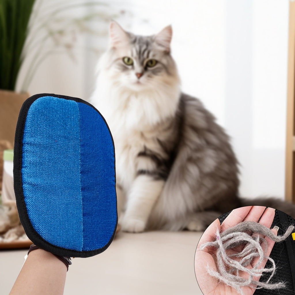 Pet Grooming Gloves,Cat Grooming Gloves for Dog & Cat,Cat Brush Glove for Carpet, Couch, Clothing, Furniture, (Green) 7.28x9.45 7.28" x 9.45" Blue