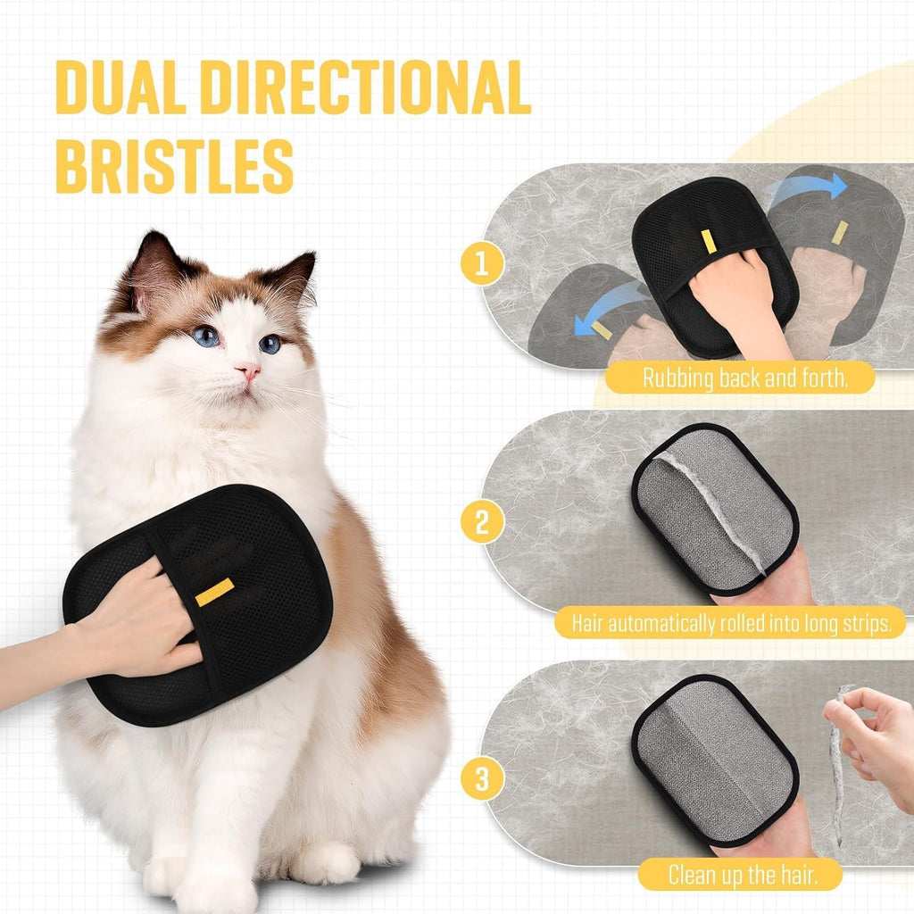 Double-Sided Pet Grooming Gloves - Electrostatic Hair Removal Tool, Cat & Dog Grooming (Plus size(2pcs))