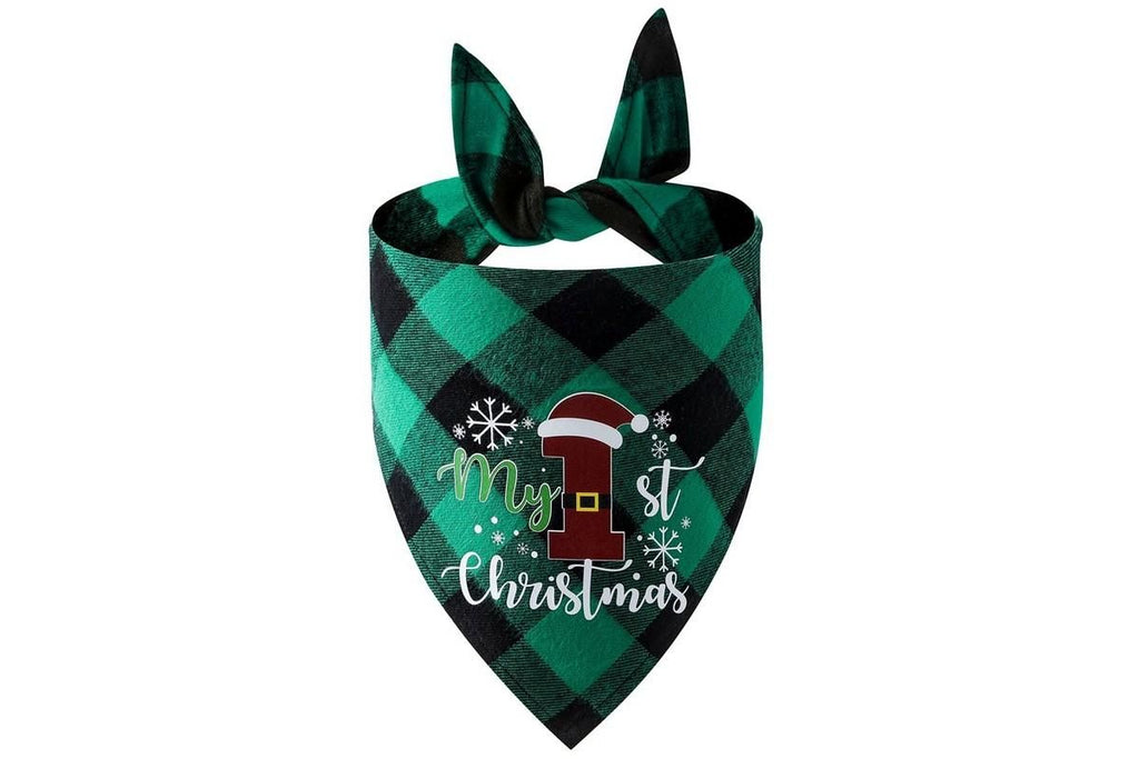 Christmas Pet Triangle Scarf Dog Bandana Pet Wearable Accessories Red Grid - Merry Christmas
