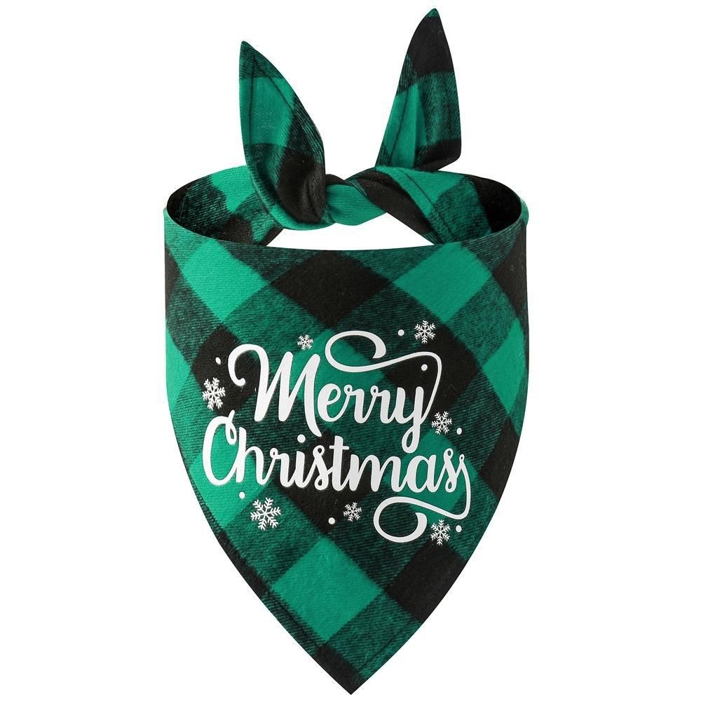 Christmas Pet Triangle Scarf Dog Bandana Pet Wearable Accessories Red Grid - Santa Claus