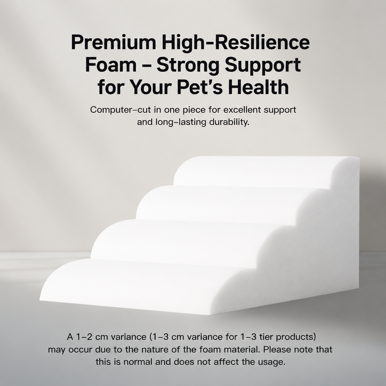 Orthopedic Foam Pet Stairs with Washable Cover – Safe 2, 3, & 4 Tier Dog Ramp for Bed & Couch Access, Gentle Slope for Puppies, Small Breeds, and Senior Pets Needing Joint Relief (Grey, 3Tier)