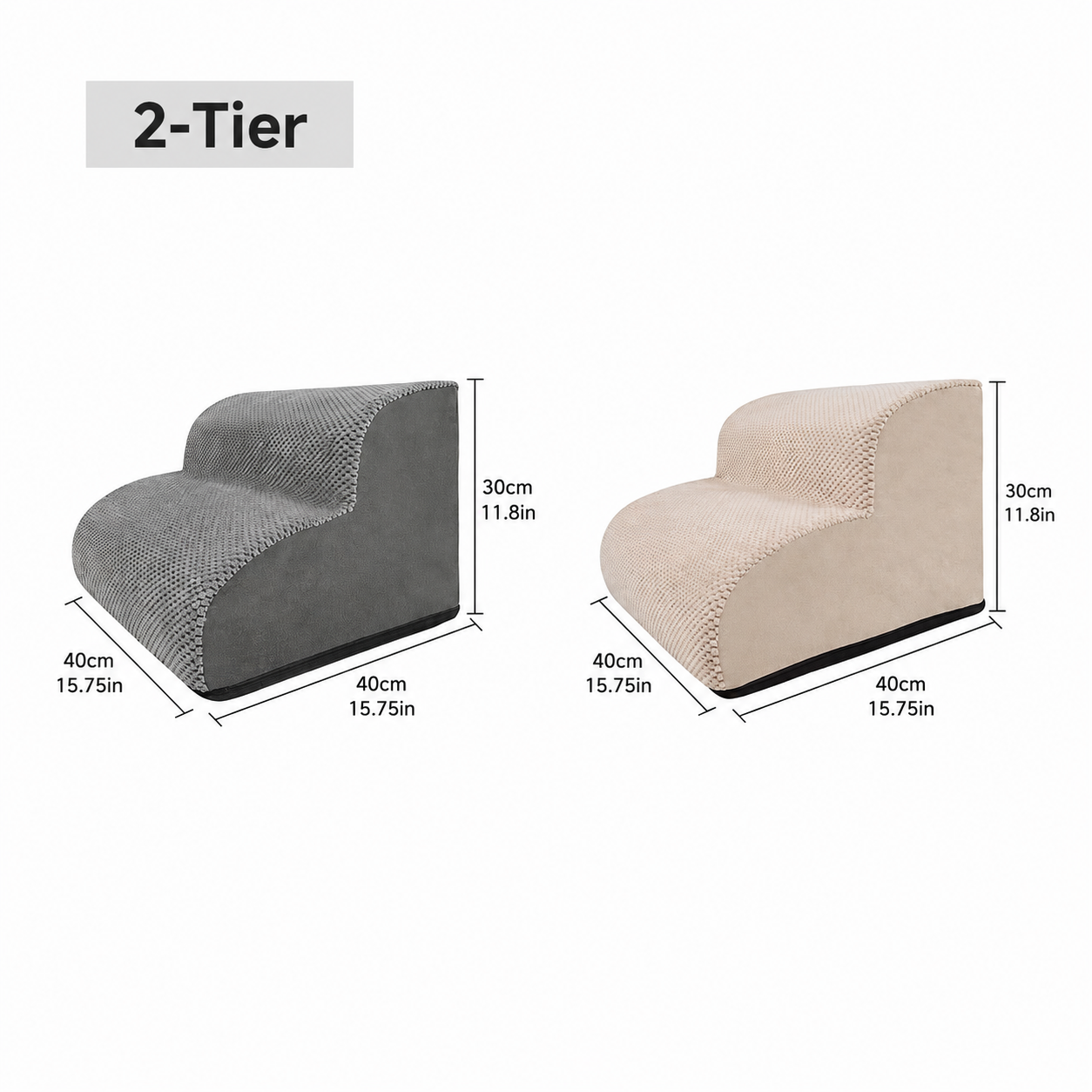 Orthopedic Foam Pet Stairs with Washable Cover – Safe 2, 3, & 4 Tier Dog Ramp for Bed & Couch Access, Gentle Slope for Puppies, Small Breeds, and Senior Pets Needing Joint Relief (Grey, 4Tier)