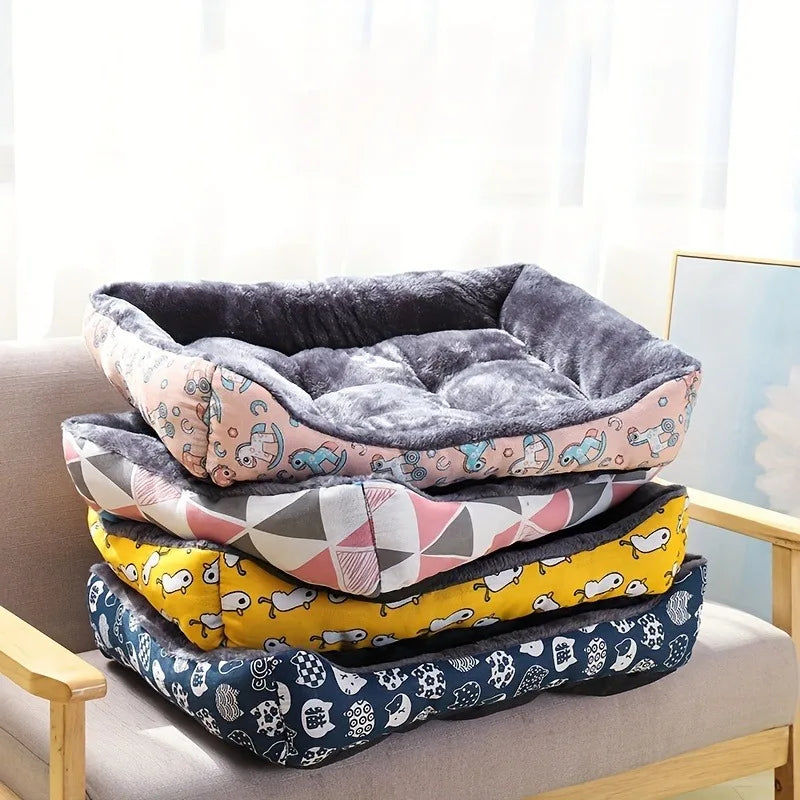 Blue calming dog bed sofa mat stacked with other colour variants — stylish pet sofa mat for cats and dogs. — Furry Heart Paws