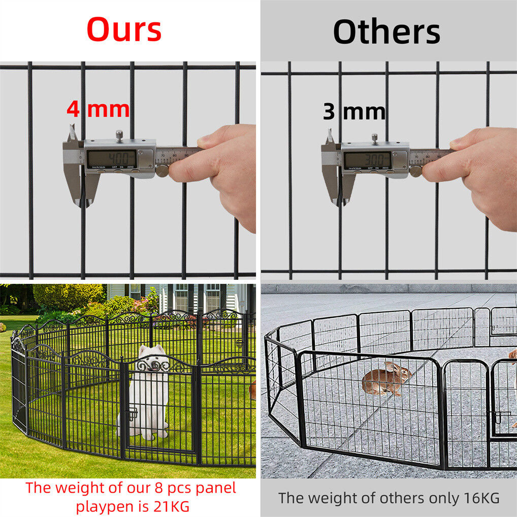 4mm vs 3mm wire mesh panel comparison for 16 panel dog playpen — heavy-duty anti-rust construction, Furry Heart Paws