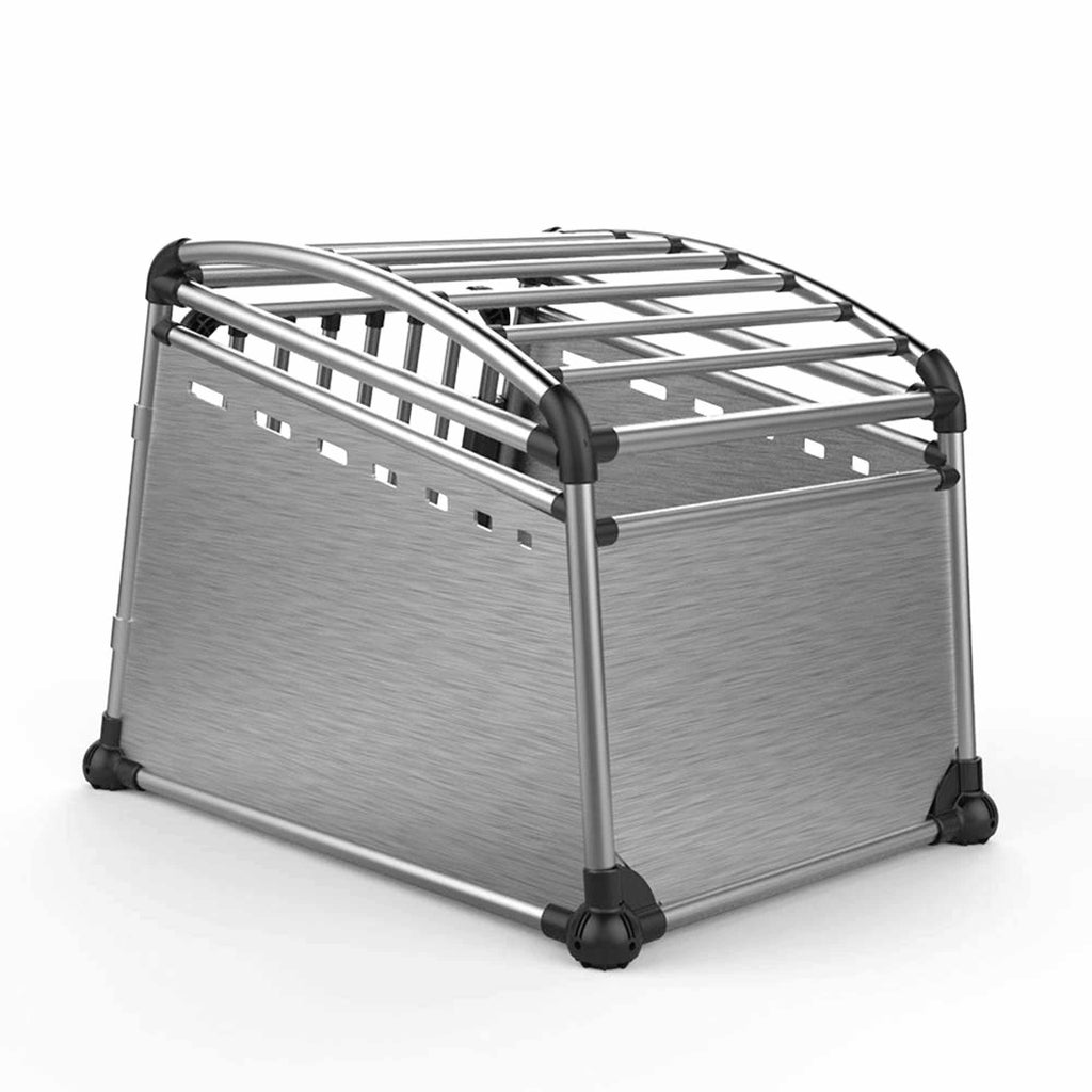 Close-up of All For Paws Aluminium dog travel crate on a white background — Furry Heart Paws