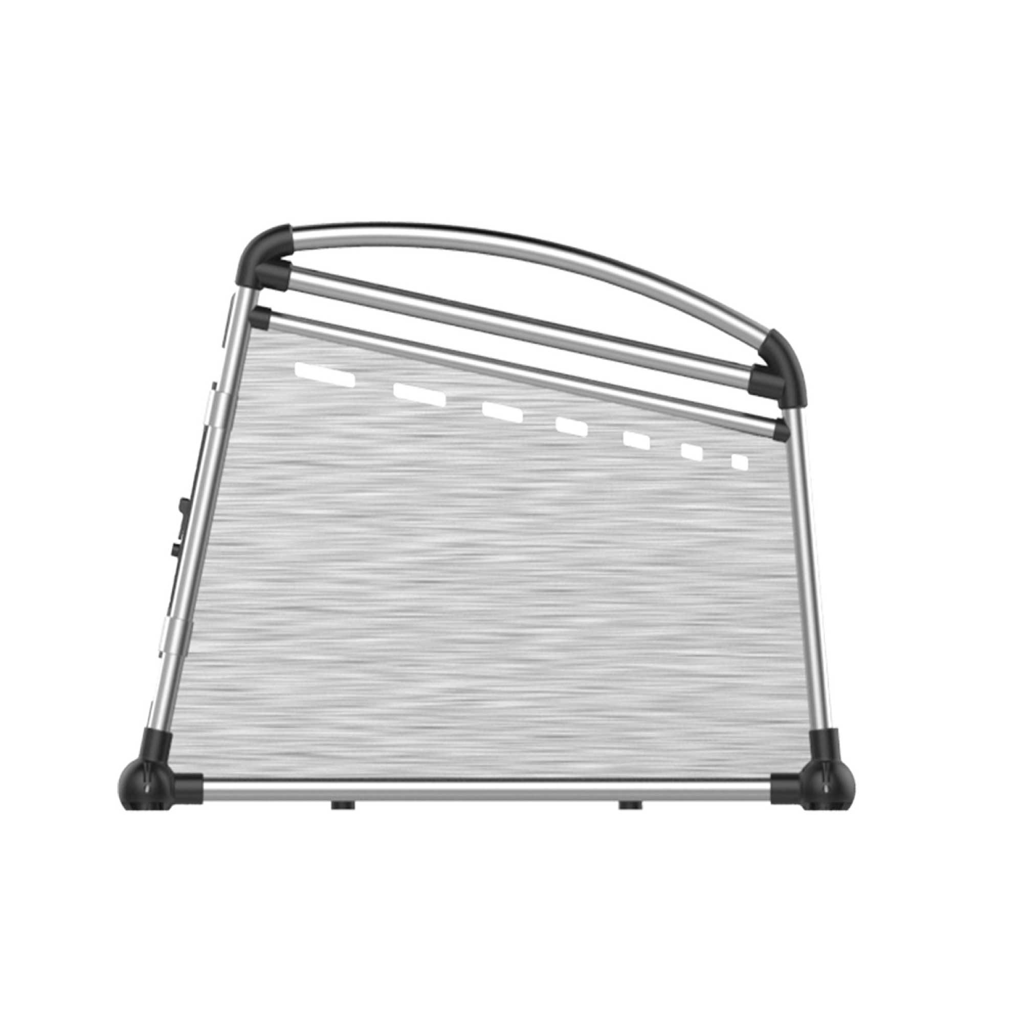 Side view of an All For Paws aluminium dog travel crate. Furry Heart Paws