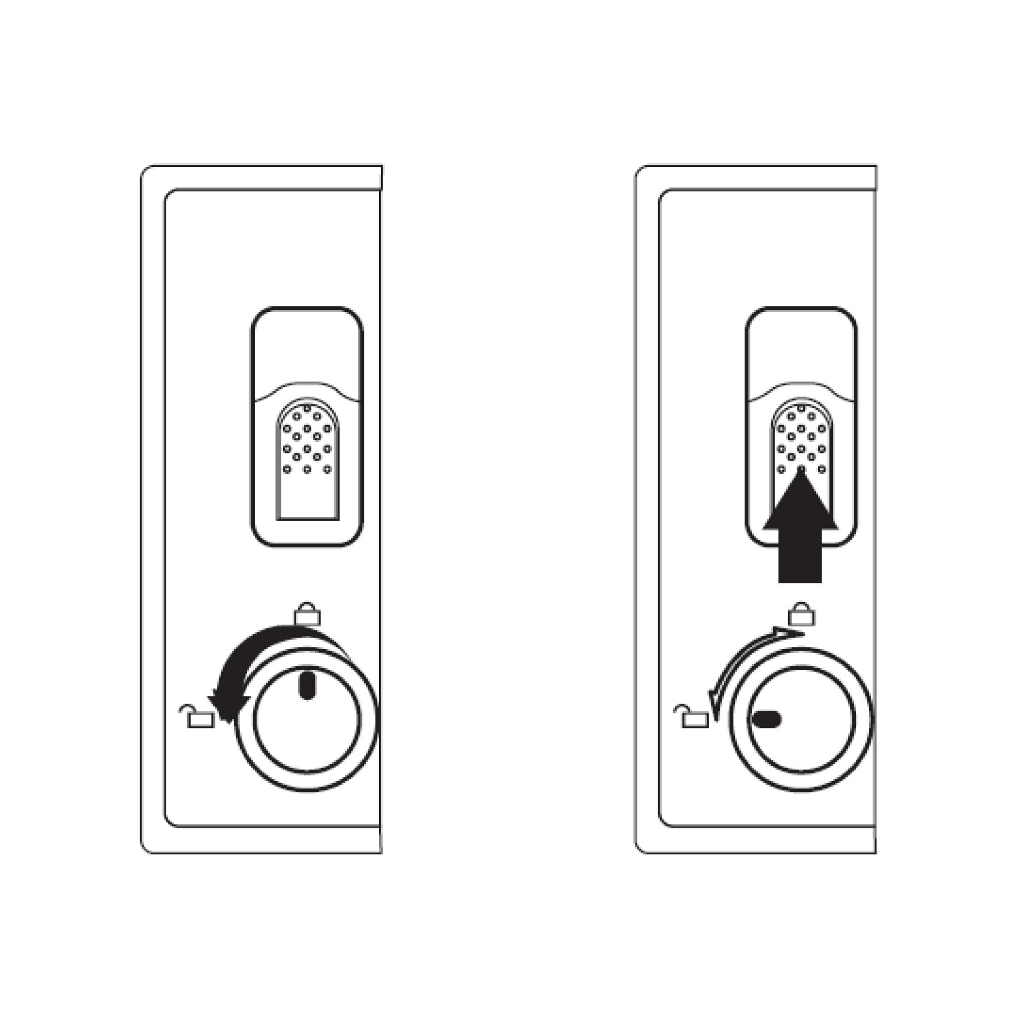 Close-up illustration of a snap-lock mechanism on All For Paws aluminium dog travel crate with arrow indicating operation. Furry Heart Paws