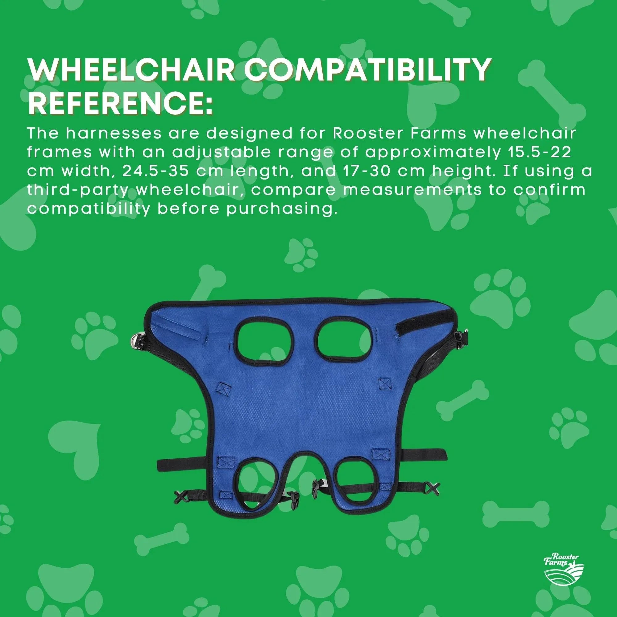 Rooster Farms Replacement Harness for Dog Wheelchair M - Little Dogs Up to 10Kg