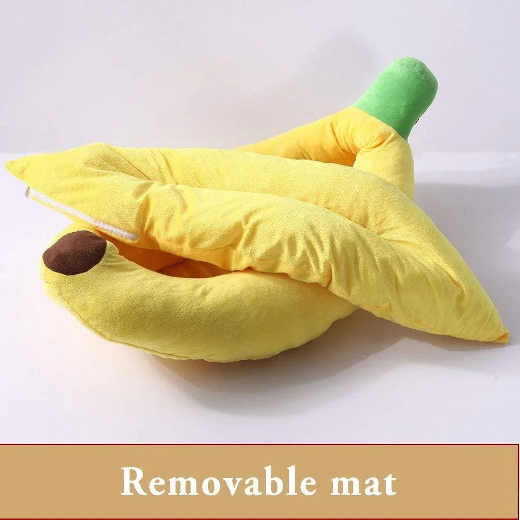 Cute Banana Shape Pet Bed Winter Warm Dog Cat Kennel Cozy Pet Cartoon Bed Mat - S