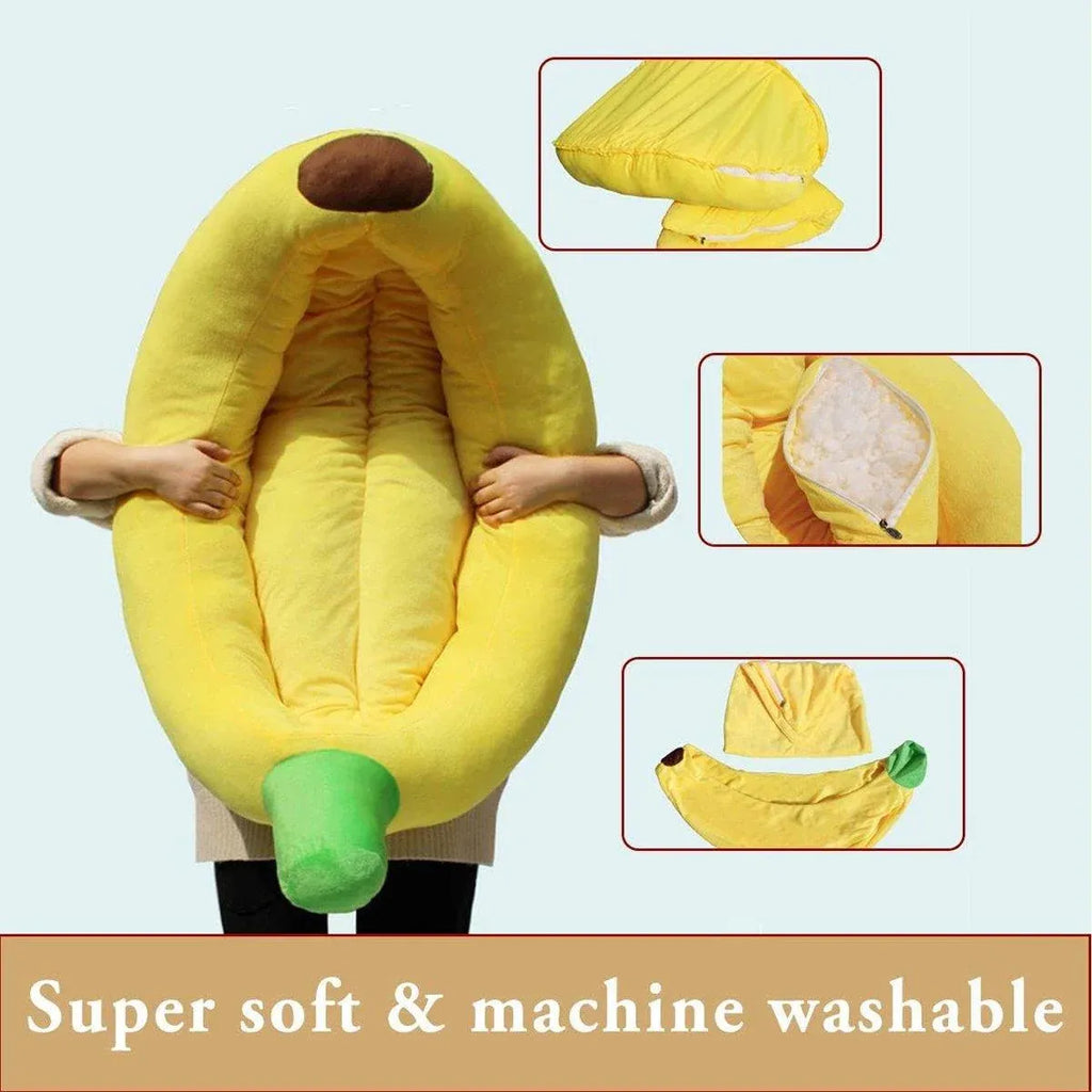Cute Banana Shape Pet Bed Winter Warm Dog Cat Kennel Cozy Pet Cartoon Bed Mat - S