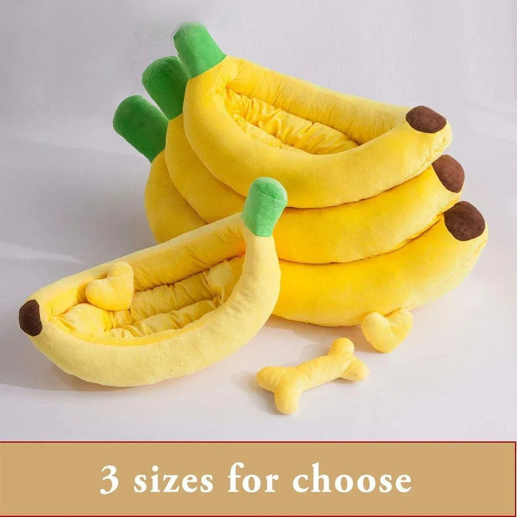 Cute Banana Shape Pet Bed Winter Warm Dog Cat Kennel Cozy Pet Cartoon Bed Mat - S