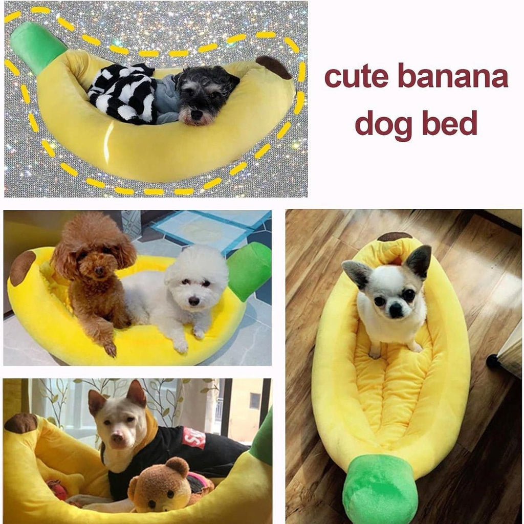 Cute Banana Shape Pet Bed Winter Warm Dog Cat Kennel Cozy Pet Cartoon Bed Mat - S