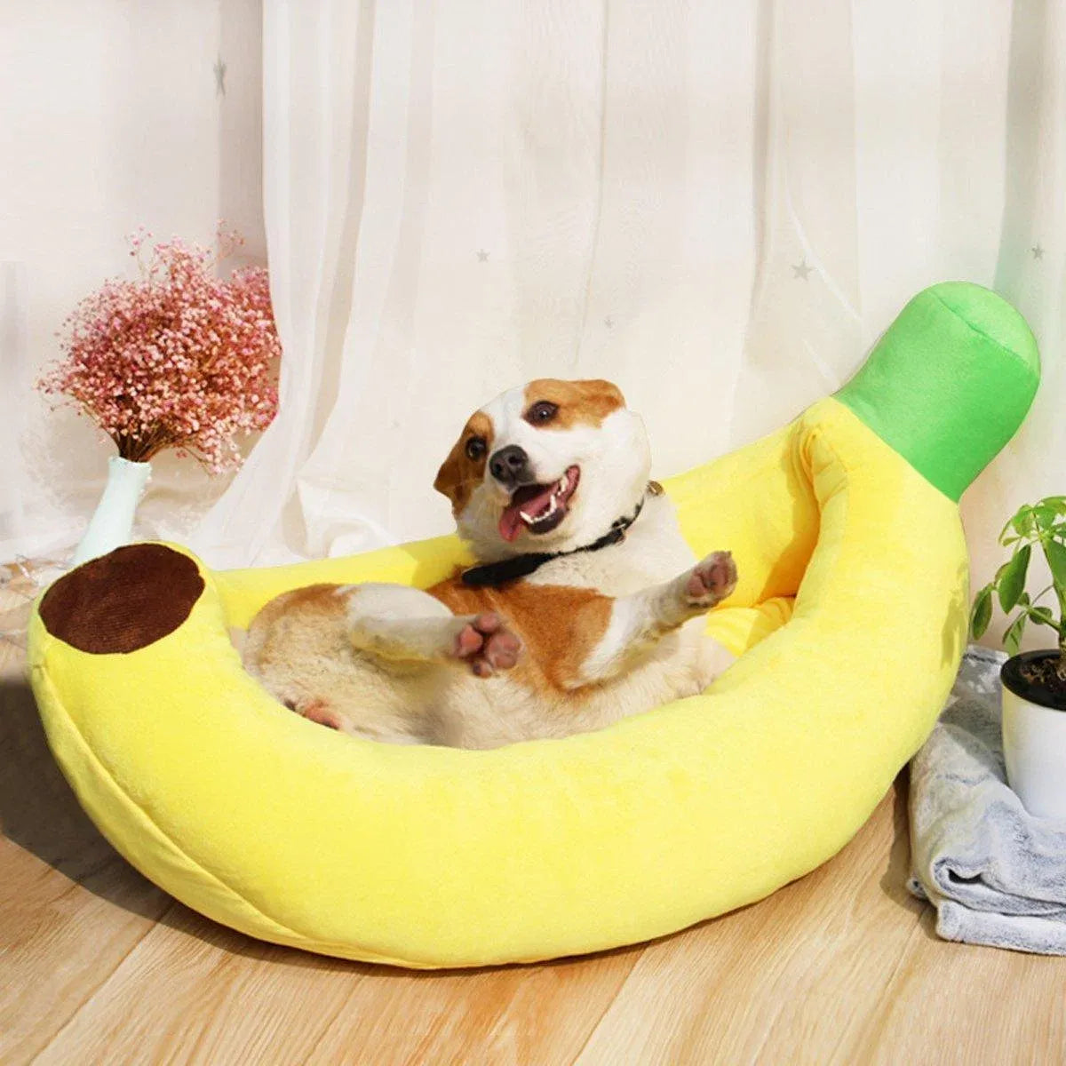 Cute Banana Shape Pet Bed Winter Warm Dog Cat Kennel Cozy Pet Cartoon Bed Mat - S