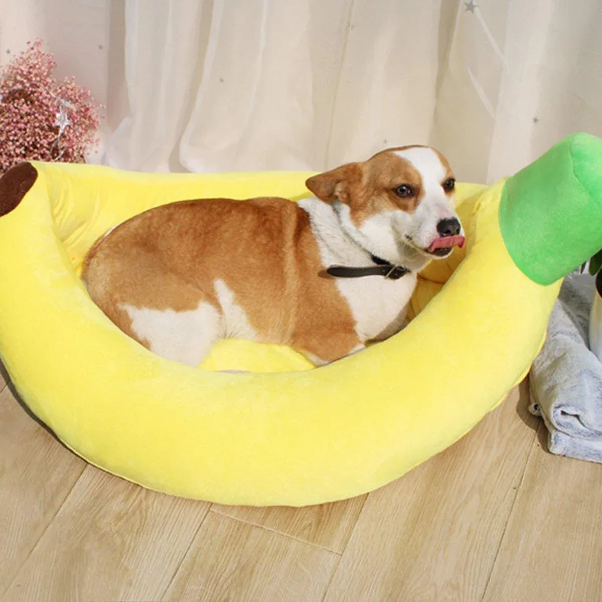 Cute Banana Shape Pet Bed Winter Warm Dog Cat Kennel Cozy Pet Cartoon Bed Mat - S