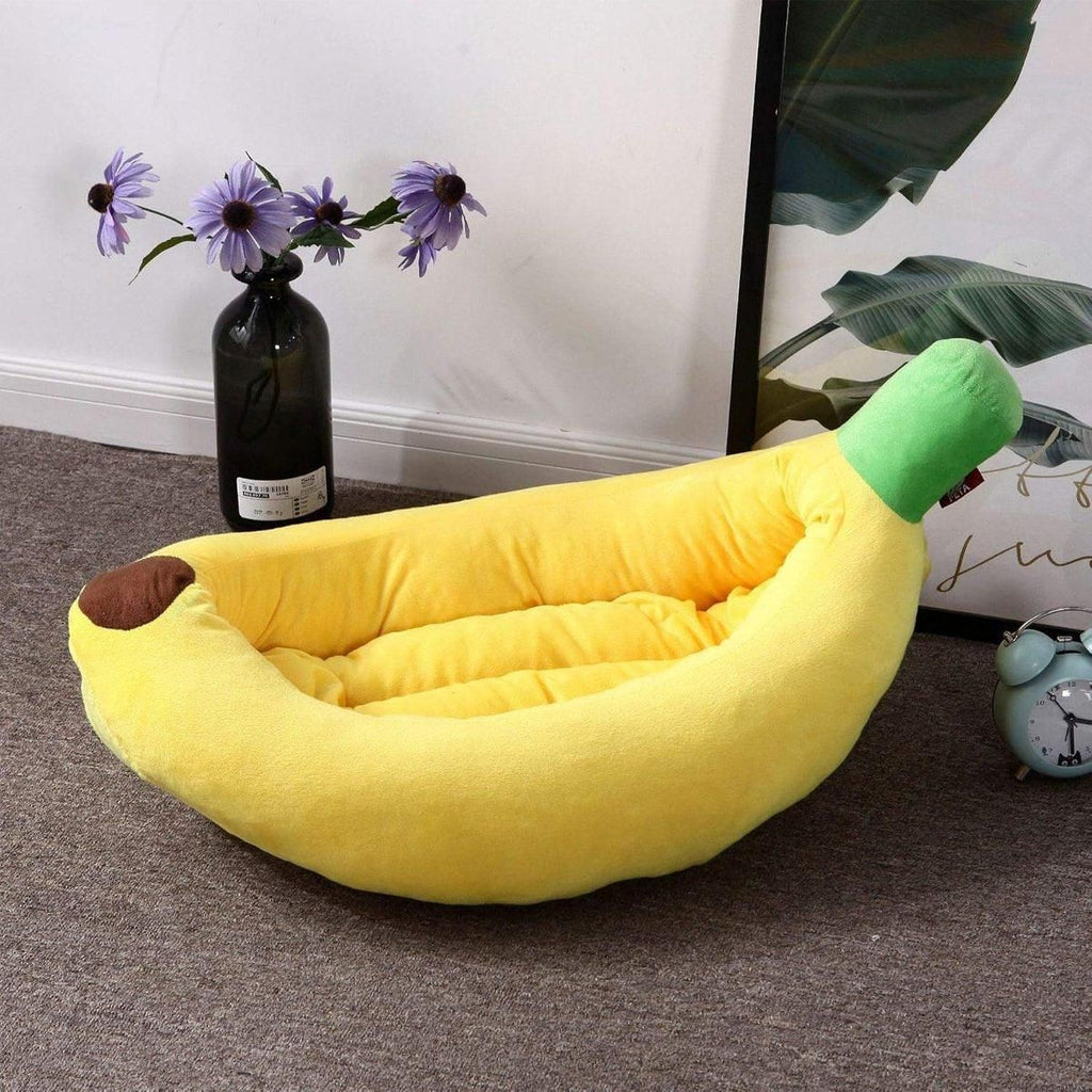Cute Banana Shape Pet Bed Winter Warm Dog Cat Kennel Cozy Pet Cartoon Bed Mat - S