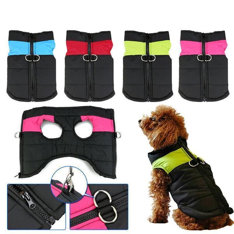 L Size Large Dog Jacket Padded Waterproof Pet Clothes Warm Windbreaker Vest Coat Winter - Red