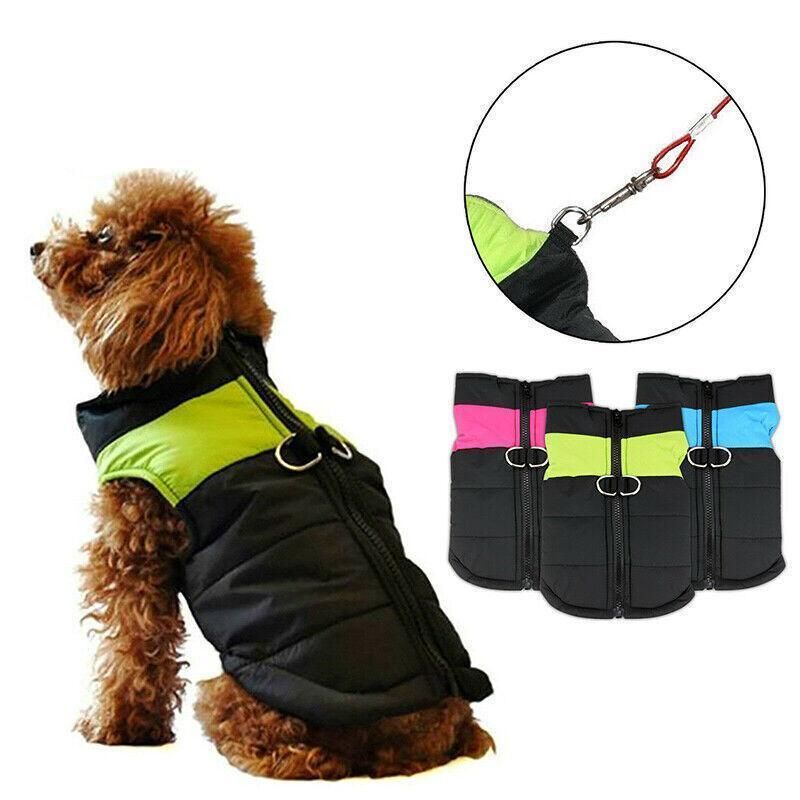 L Size Large Dog Jacket Padded Waterproof Pet Clothes Warm Windbreaker Vest Coat Winter - Red