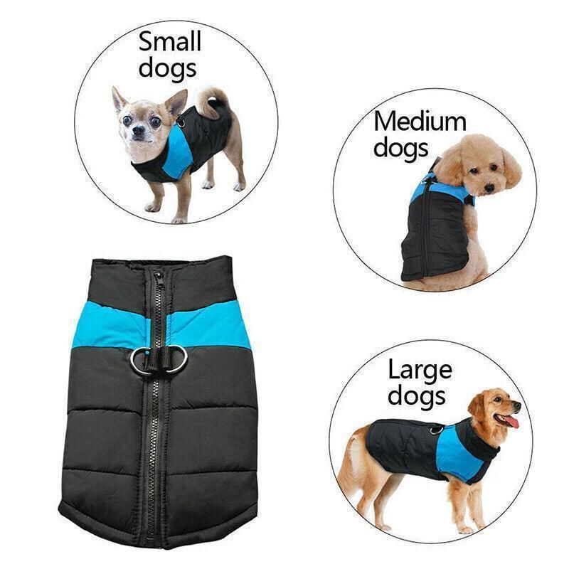 L Size Large Dog Jacket Padded Waterproof Pet Clothes Warm Windbreaker Vest Coat Winter - Red