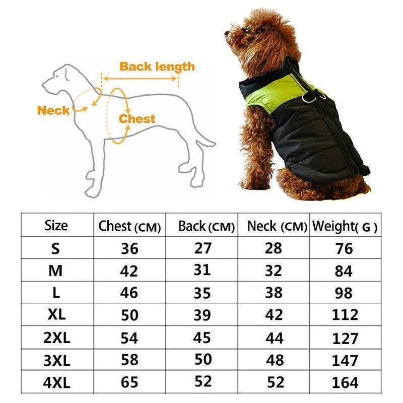 L Size Large Dog Jacket Padded Waterproof Pet Clothes Warm Windbreaker Vest Coat Winter - Red