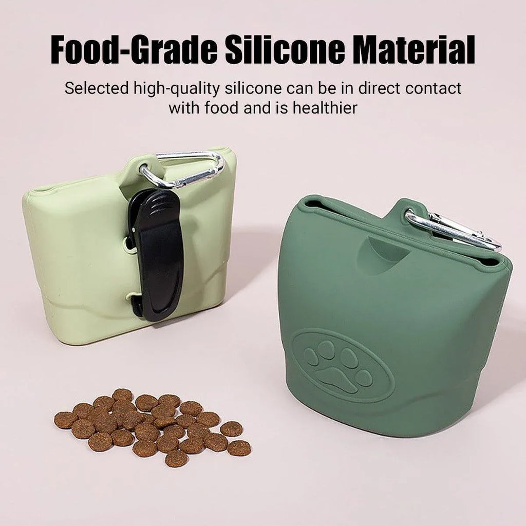 Portable Dog Food Bag Outdoor Walking Travel Feeding Pouch Pet Supplies - Dark Green