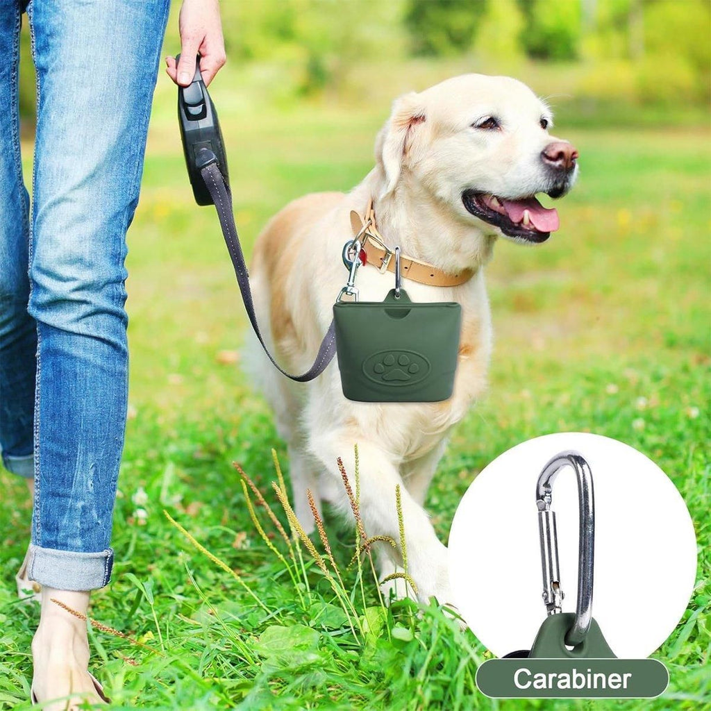 Portable Dog Food Bag Outdoor Walking Travel Feeding Pouch Pet Supplies - Dark Green
