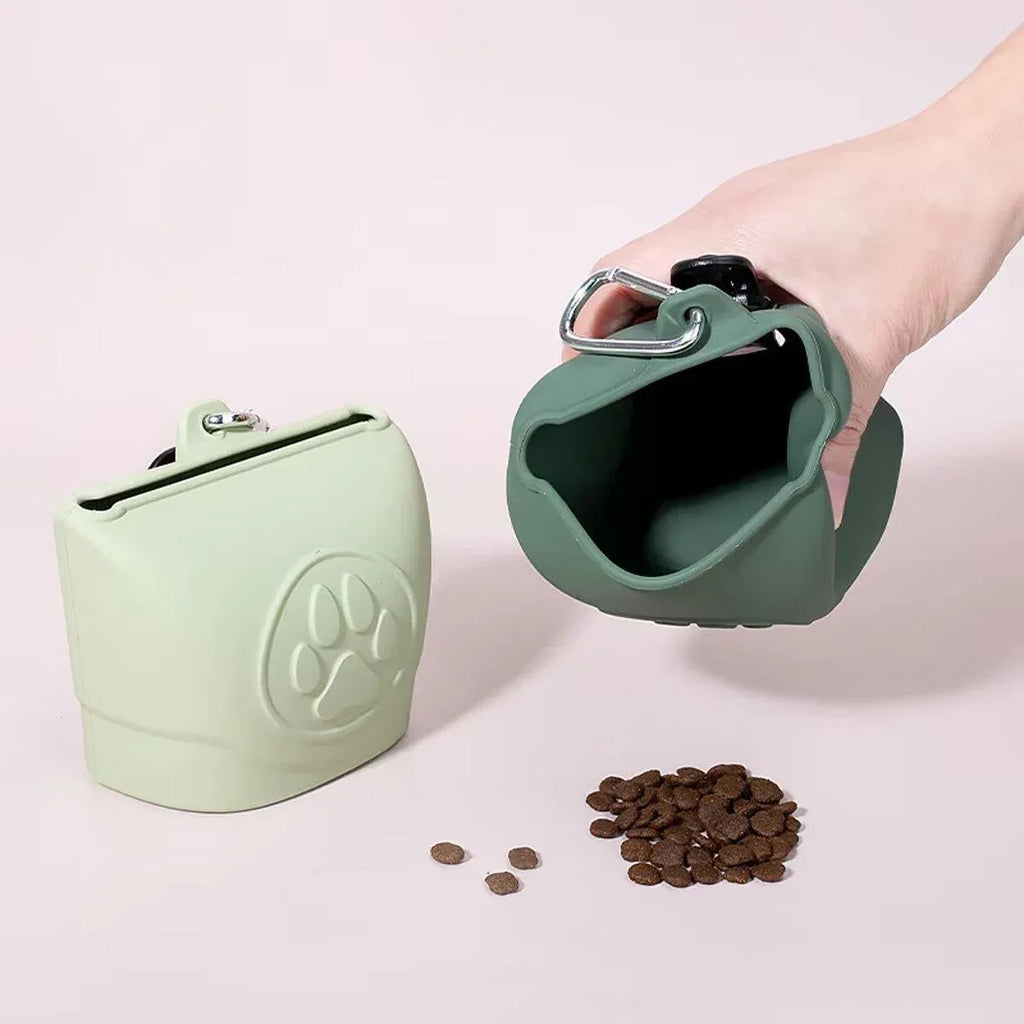 Portable Dog Food Bag Outdoor Walking Travel Feeding Pouch Pet Supplies - Dark Green