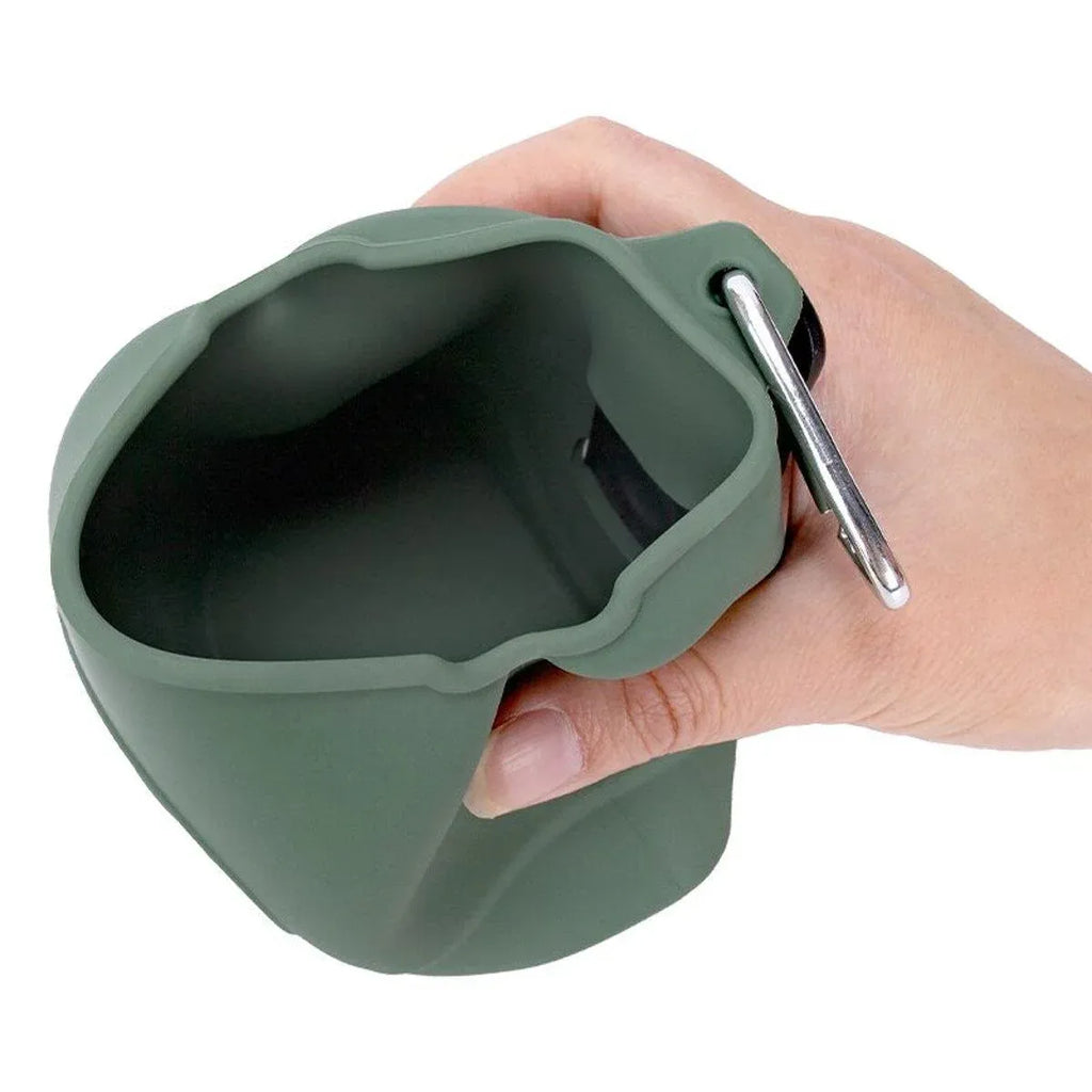 Portable Dog Food Bag Outdoor Walking Travel Feeding Pouch Pet Supplies - Dark Green
