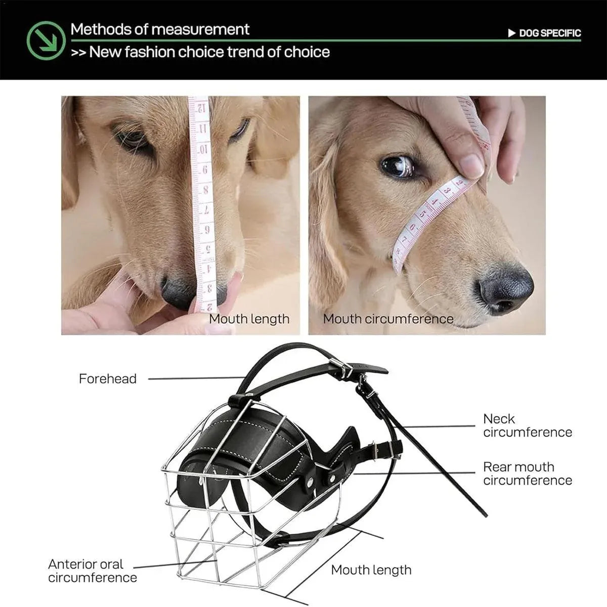 Anti Bite Anti Bark Dog Muzzle Mouthguard Adjustable for Small Medium Large Dogs - Black-L