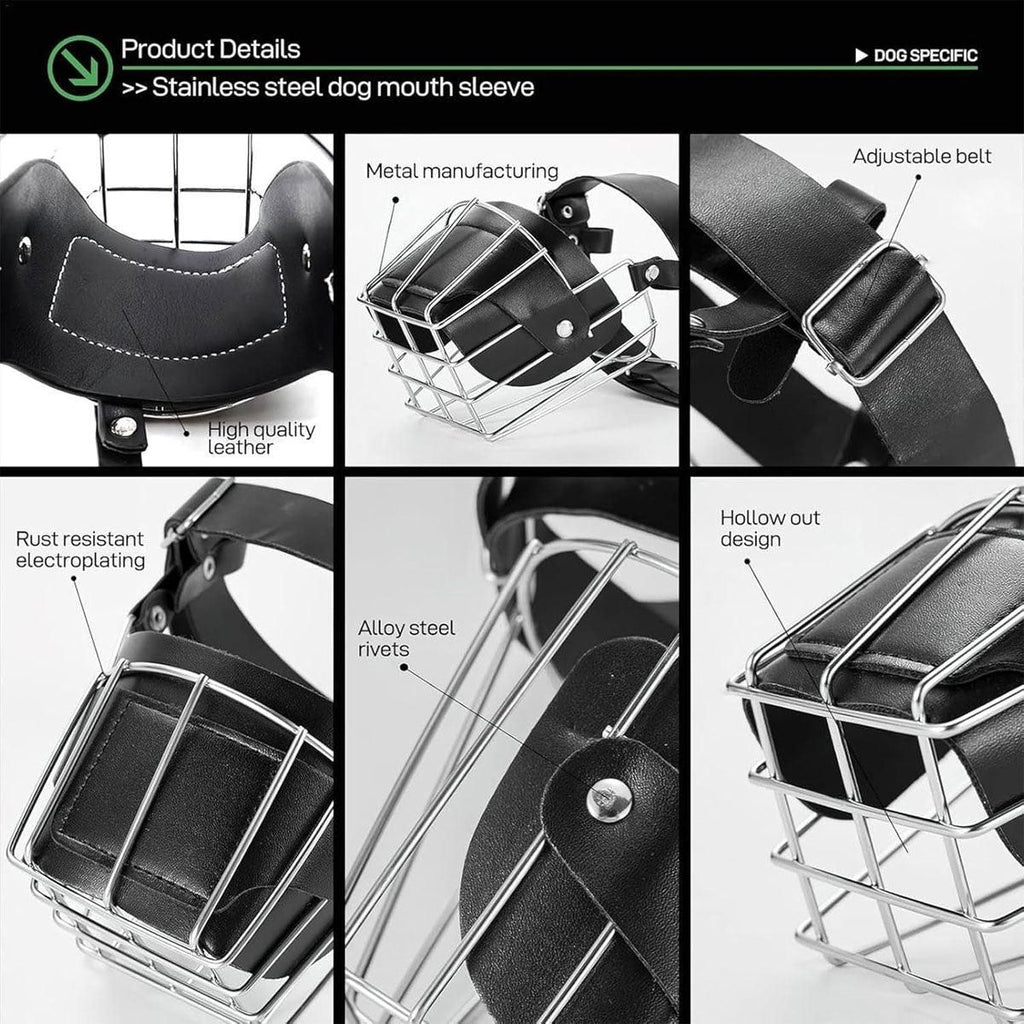 Anti Bite Anti Bark Dog Muzzle Mouthguard Adjustable for Small Medium Large Dogs - Black-L