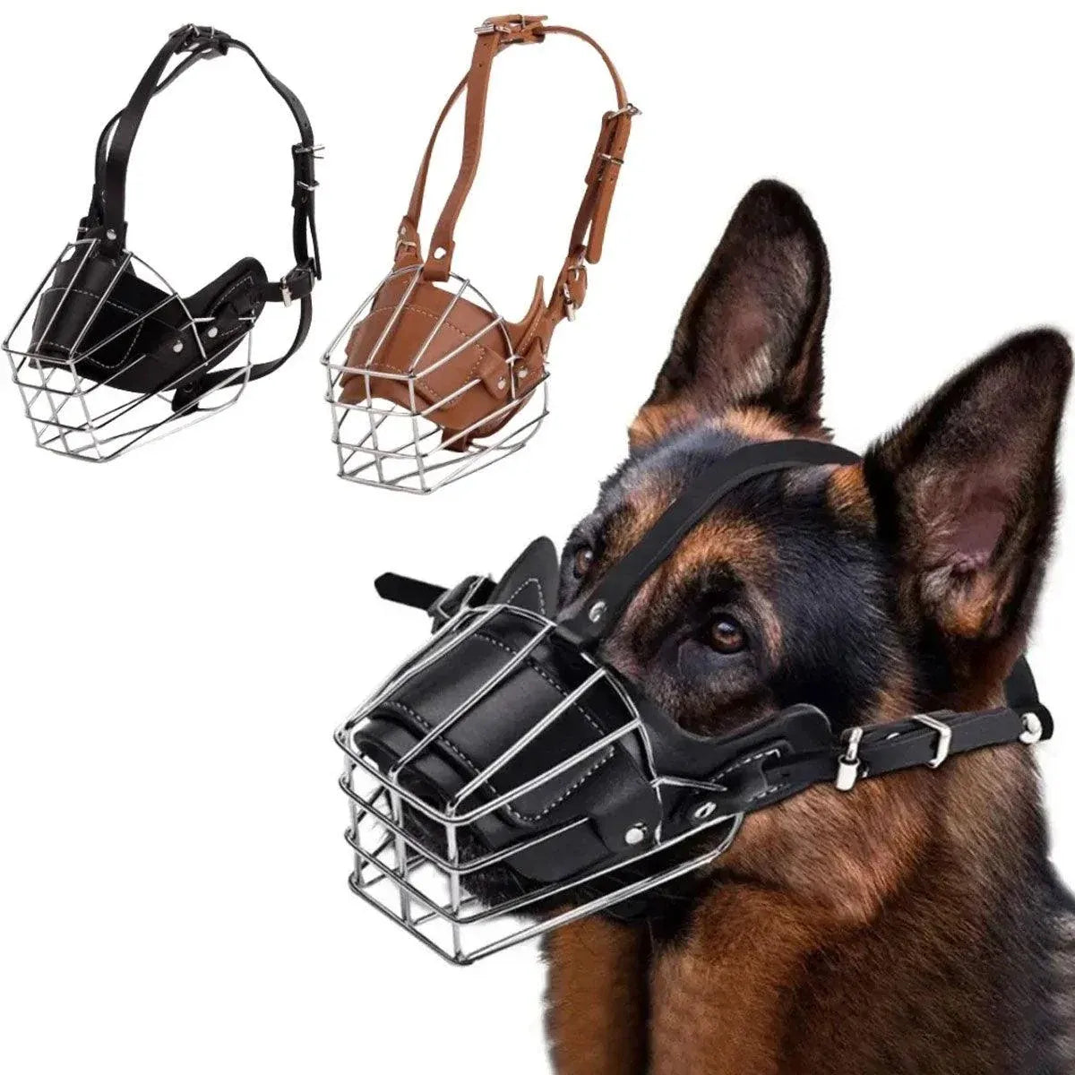 Anti Bite Anti Bark Dog Muzzle Mouthguard Adjustable for Small Medium Large Dogs - Black-L
