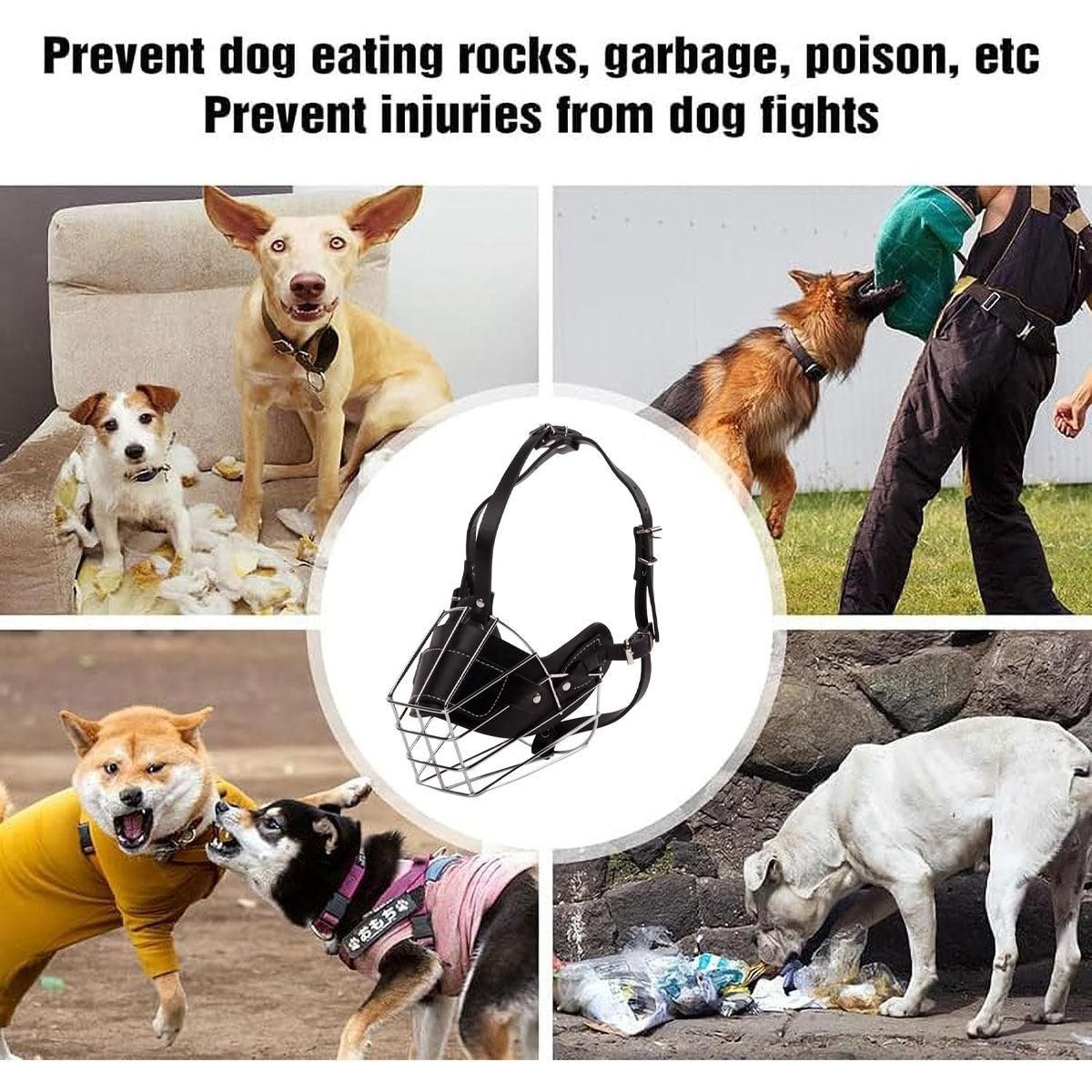 Anti Bite Anti Bark Dog Muzzle Mouthguard Adjustable for Small Medium Large Dogs - Black-M