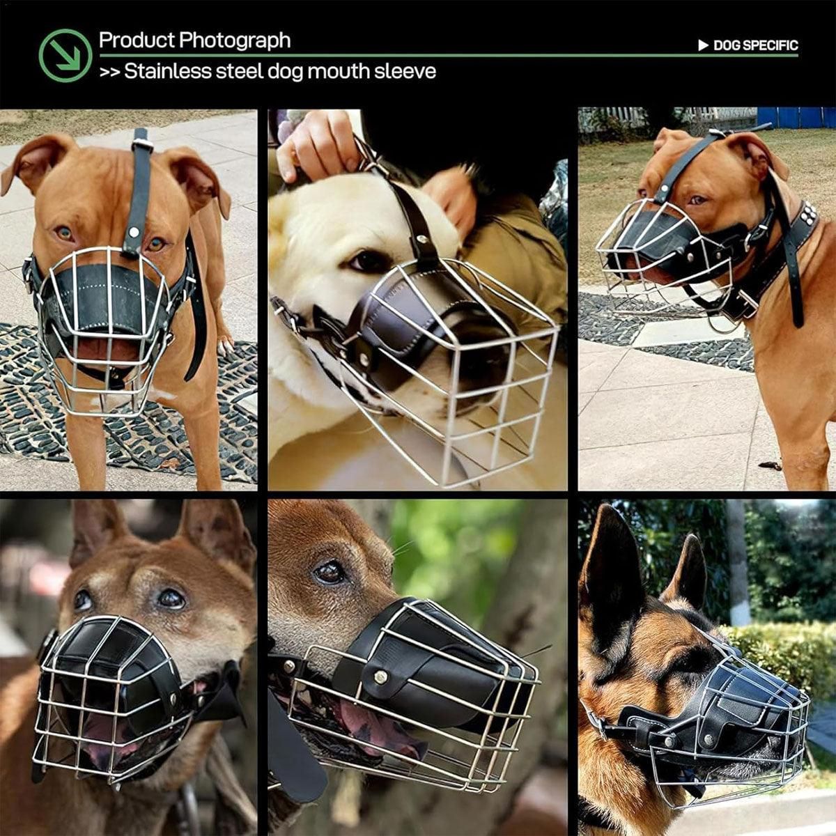 Anti Bite Anti Bark Dog Muzzle Mouthguard Adjustable for Small Medium Large Dogs - Brown-M