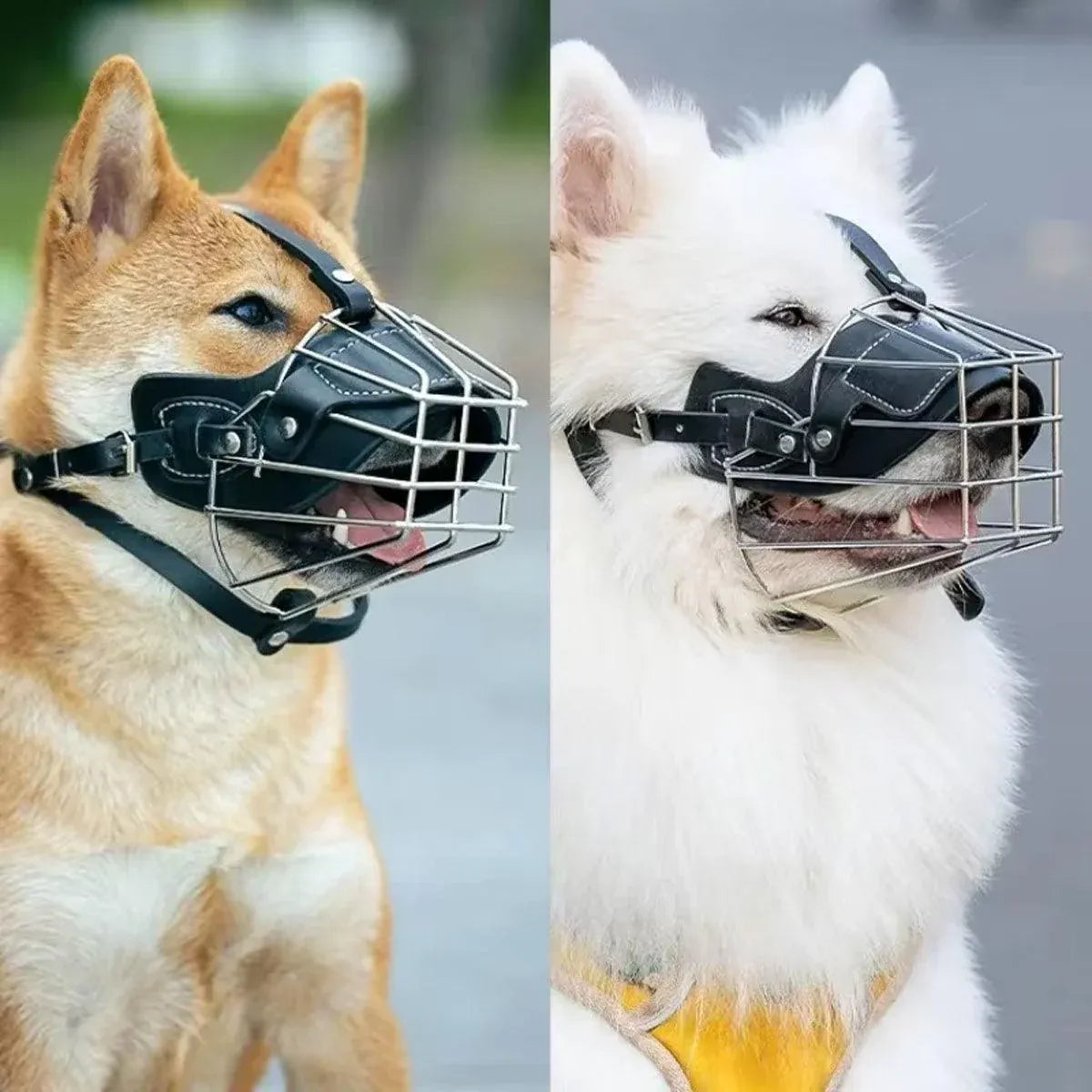 Anti Bite Anti Bark Dog Muzzle Mouthguard Adjustable for Small Medium Large Dogs - Brown-M