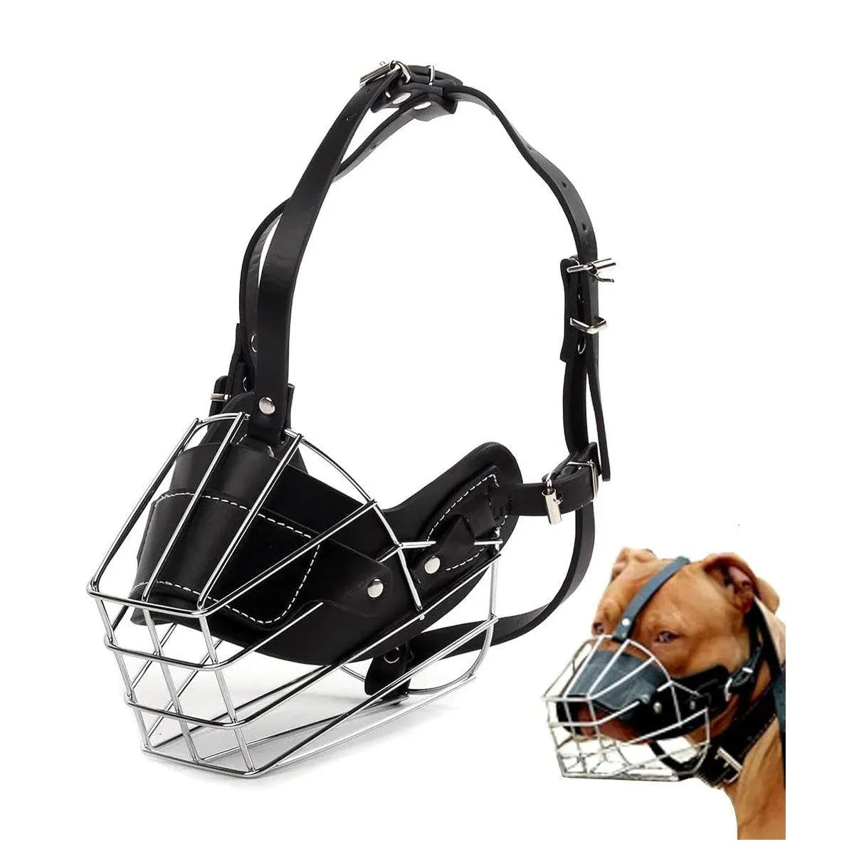 Anti Bite Anti Bark Dog Muzzle Mouthguard Adjustable for Small Medium Large Dogs - Brown-M