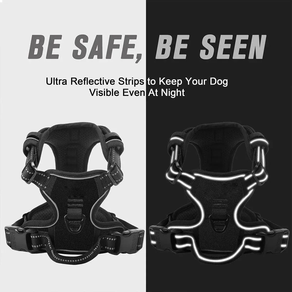 No-Pull Dog Harness Vest – Reflective, Adjustable Fit, S to XL