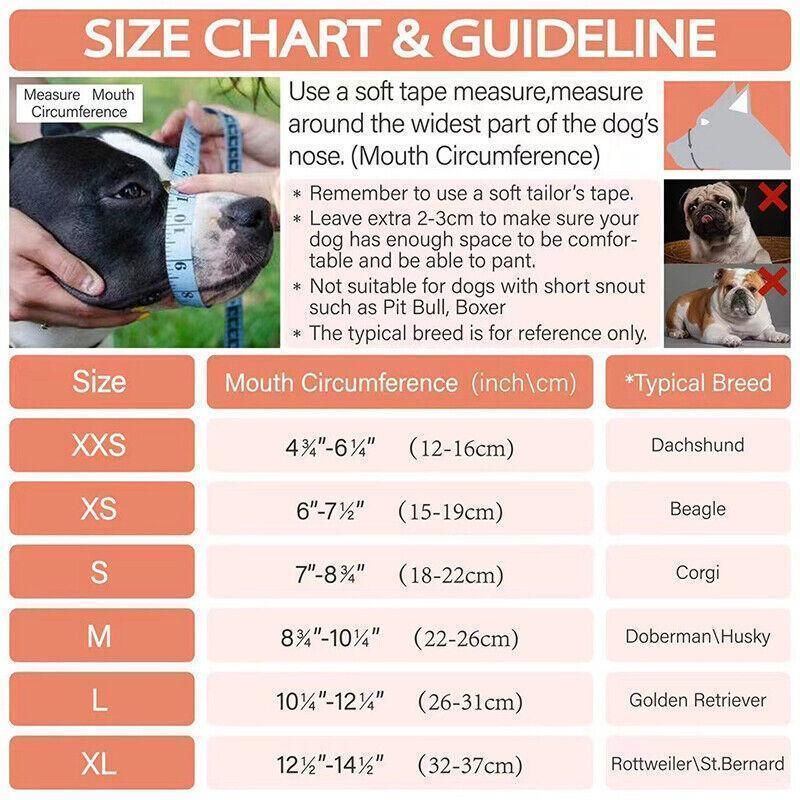 Adjustable XL Size Pet Dog Mask Mouth Muzzle Anti Barking Bite Stop Chewing Mask - Black