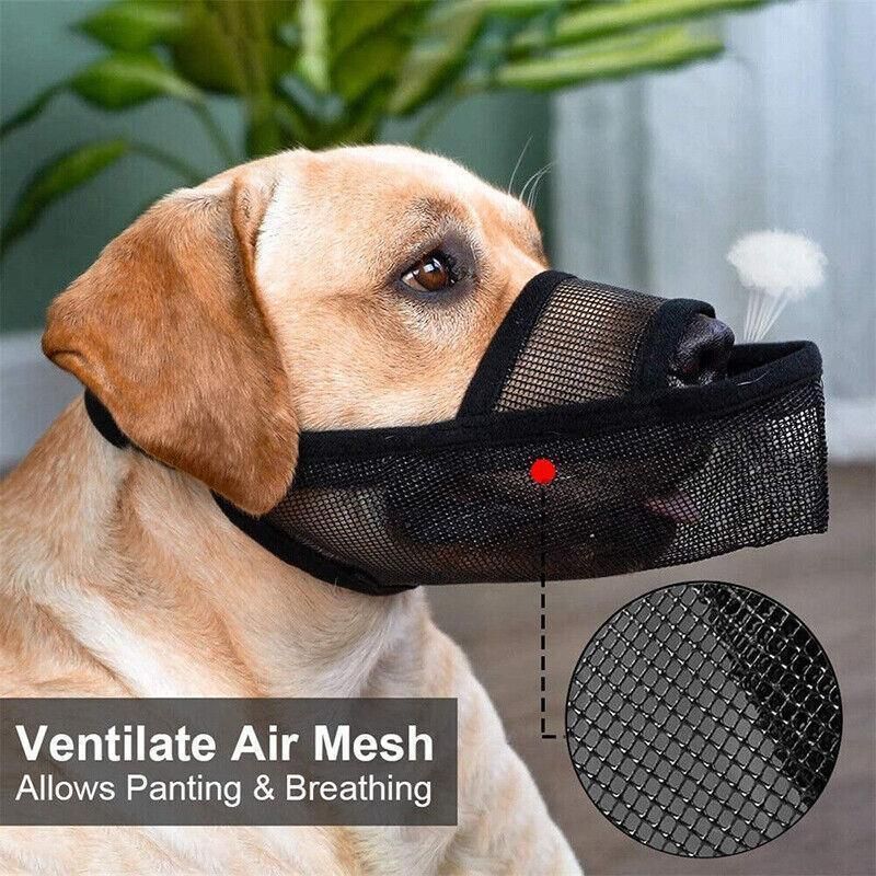 Adjustable XL Size Pet Dog Mask Mouth Muzzle Anti Barking Bite Stop Chewing Mask - Black